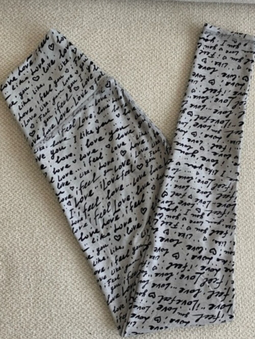 Niyama Sol LOVE Full Length High-waisted White Athletic leggings Black Print